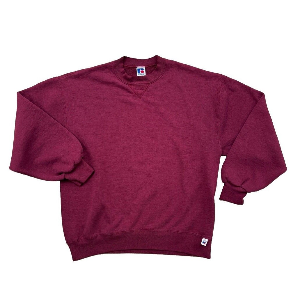 Vintage Russel Athletic Crewneck Size Large Made In USA Maroon Blank Sweatshirt